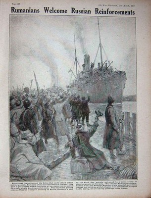 Original Old Vintage Print 1917 Ww1 Russian Transport Ship Braila Rumania Port