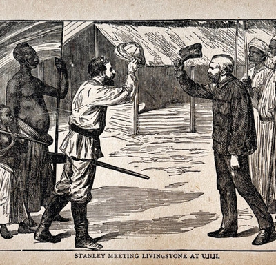 1882 Stanley In Africa Wood Engraving Victorian Meeting Dr Livingstone F17C