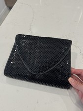 Whiting  Davis Vintage Black Metal Mesh Evening Clutch Cocktail Bag Purse