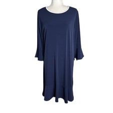 Michael Kors Bell Sleeve Shift Dress OX Blue Bell Sleeve Contrast Trim Stretch