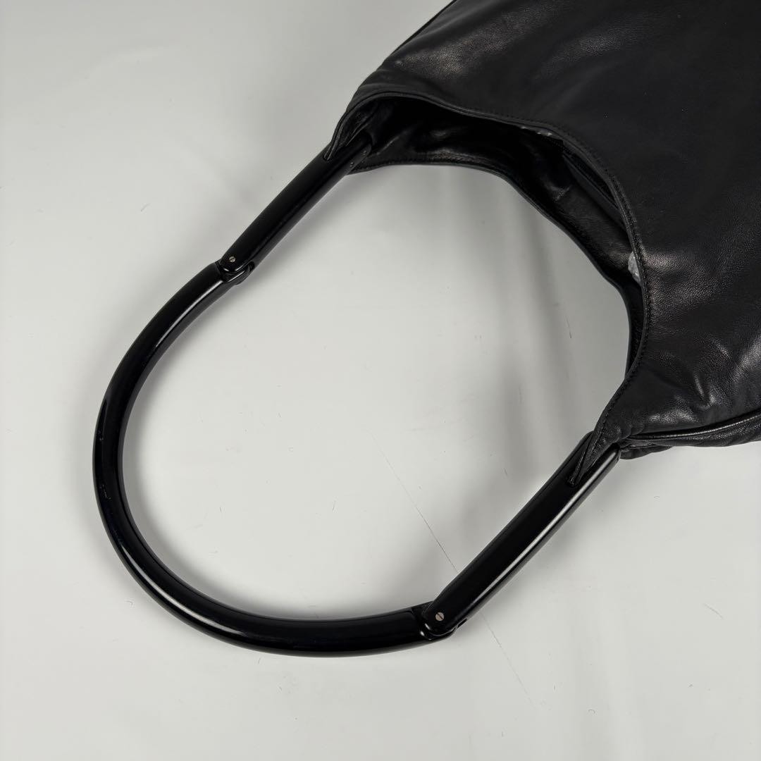 90s Prada Leather Shoulder Bag Black thumbnail 12