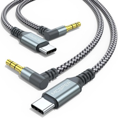 USB C to 3.5mm Audio Aux Jack Cable 2-Pack,3.3FT 90 Degree Right USB Type C to M
