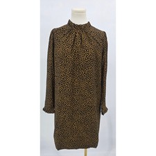 J Crew Cinnamon Dot Ruffleneck Shift Dress