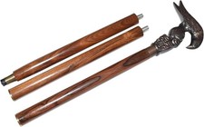 Gothic Raven Skull Antique Finish Walking Cane Wooden Shaft Vintage Style Gift