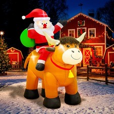6 FT Christmas Inflatables Santa Highland Cow Outdoor Decorations Highland Cow