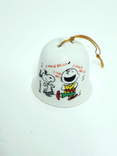 Vintage Snoopy Peanuts Charlie Brown mini Christmas bell ornament porcelain Japa