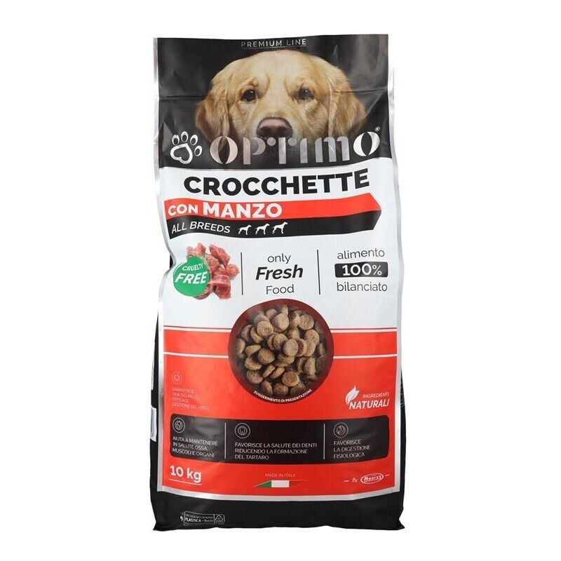 OPTIMO CROCCHETTE PER CANE CON MANZO IN FORMATO DA 10 KG