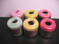 J.P. COATS KNIT CRO-SHEEN LOT OF 6 150 YARDS EA MERCERIZED COTTON CROCHET THREAD