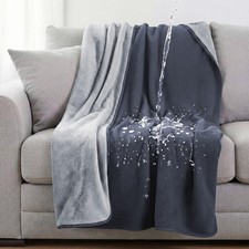 Waterproof Blanket for Bed Couch Sofa, 50''x60'' Reversible  Washable, Fleec...