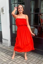 FRNCH Alette Strapless Convertible Maxi Dress Red size Large