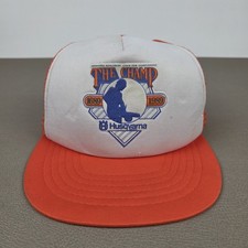 Vintage Husqvarna Trucker Hat The Champ Chainsaw White Orange Mesh Snapback 1989