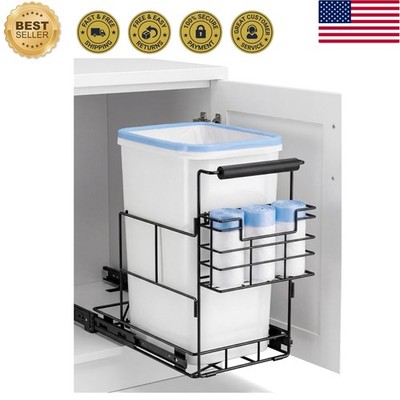 Under-Cabinet Pull-Out Trash Can Kit with Bag Holder - 10 Gallon Organizer