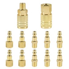 12pcs Air Coupler and Plug Kit 1/4 Inch NPT Brass Air Hose Fittings