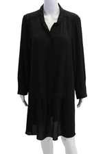 Banana Republic Women Shirt Dress Black Collared Button Long Sleeve Size 12