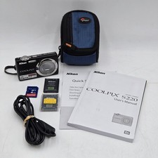 Nikon Coolpix S220 10MP Digital Camera w/2 Batteries, SD Card, Case, Cord Tested