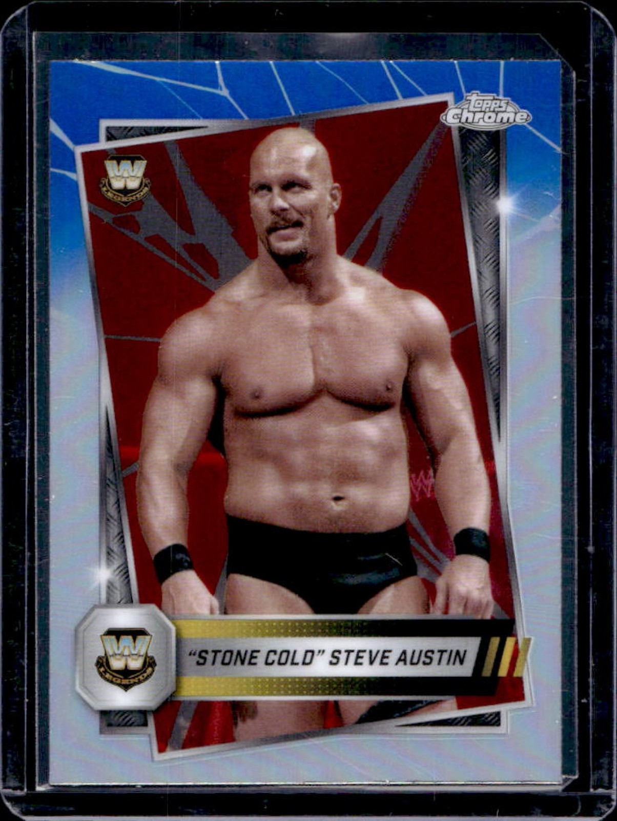 2025 Topps Chrome WWE Stone Cold Steve Austin Red and Blue Refractor #6
