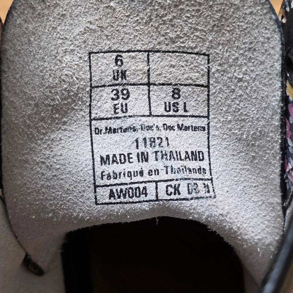 Dr Martens 1460 Botas Florales Negras Para Mujer Talla 8 Multi Flor Cuero Con Cordones Foto 4 de 4