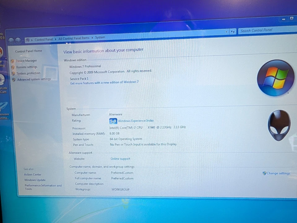 Portátil Alienware M15X I7-940XM 8GB 500GB SSD NVIDIA GeForce GTX 260M 1Gig W7 FHD Foto 3 de 4