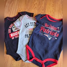 NFL New England Patriots Baby 6-9M 3pc Creeper Set New 100 Cotton Superbowl