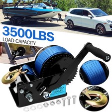 Manual Hand Winch 3500Lbs Boat Trailer Caravan 10m 33ft Strap Length Marine Pull