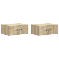 Nachttisch Wandmontiert 2Er Set Sonoma Eiche 49 X 34,5 X 20 Cm
