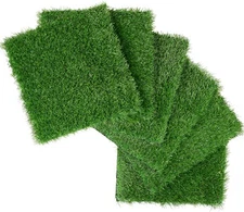XLX TURF Green Artificial Grass Square Mats, 6 Pack 12x12, Set of 6, 
