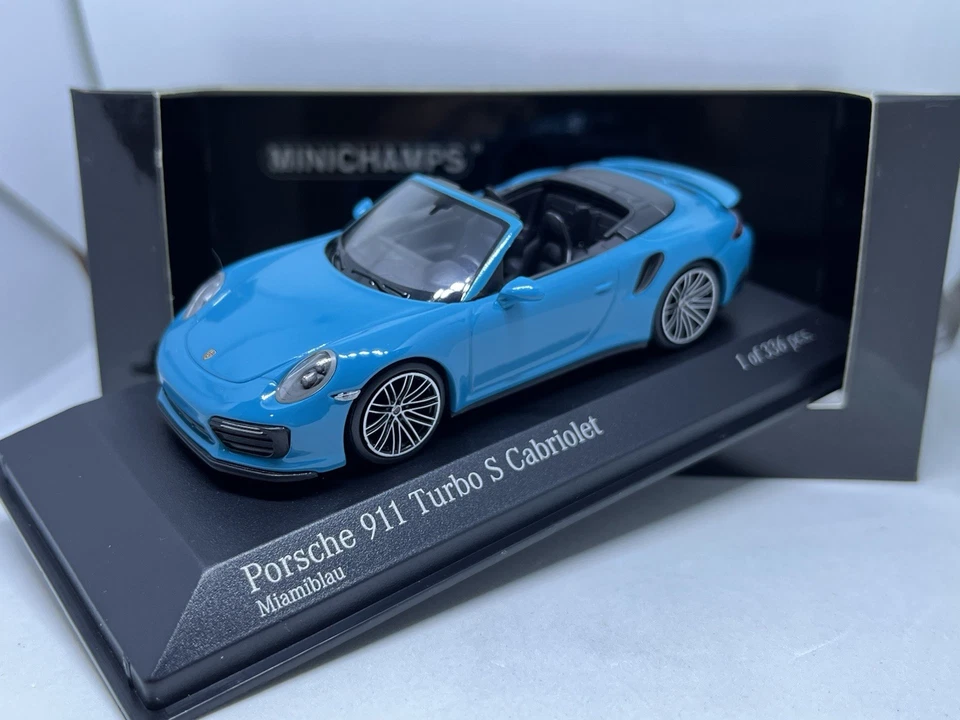 Porsche 911 991 Turbo S Cabrio miamiblau Minichamps Modell 1:43 OVP 336 Stück