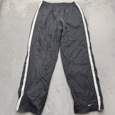 VTG Nike Track Pants Mens XL Black White Stripe Mesh Lined Zip Ankle Windbreaker