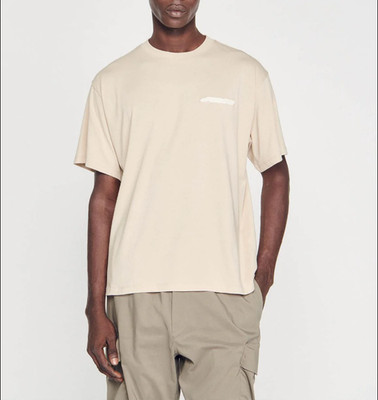 Sandro Paris Herren T-Shirt beige Logo 100% Baumwolle Größe M SHPTS01383