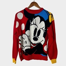 Vintage 90s Mickey  Co Red Polka Dot Minnie Mouse Sweater Medium