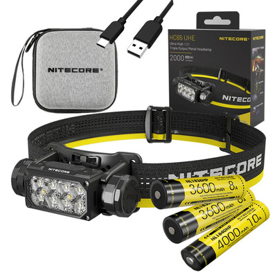 Nitecore HC65 UHE Ultra High Triple Output Metal Headlamp - 2,000 Lumens w/ Stor