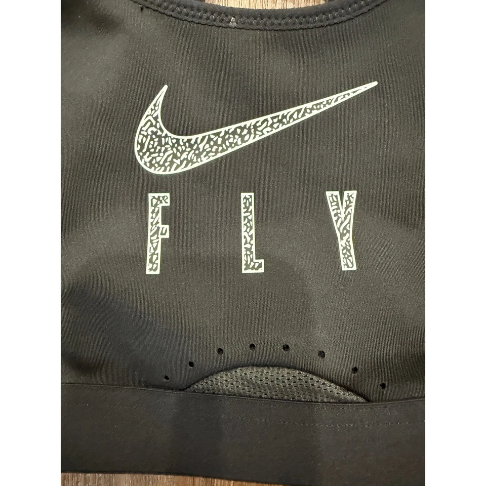 Nike Fly Dri-FIT Sports Bra Racerback Adjustable Black Extra Small XS - Image 2 of 4
