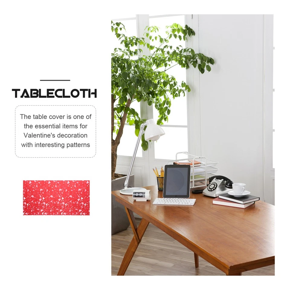 2 Pcs Dinner Table Cover Valentine's Day Love Cloth Heart Pattern Tablecloth - image 4 of 4