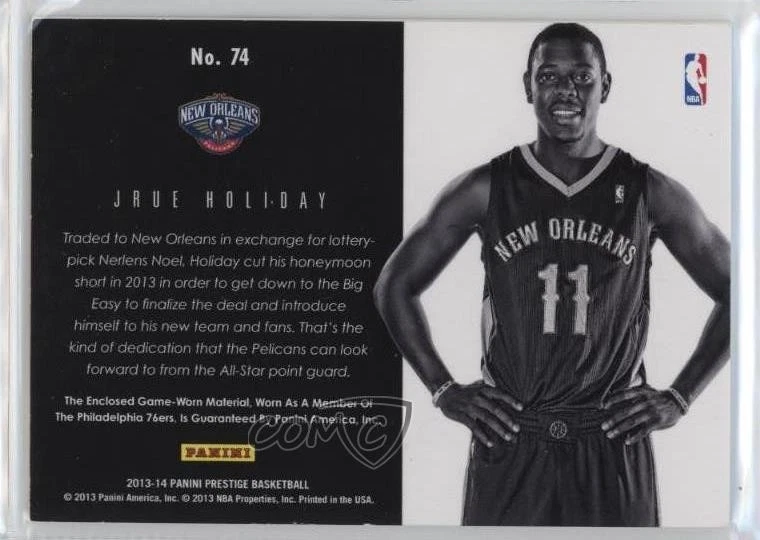 2013-14 Panini Prestige Bonus Shots Materials Jrue Holiday #74 - Image 2 of 2