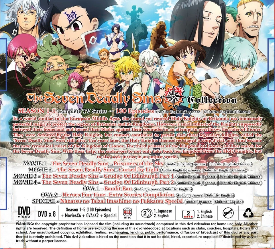 DVD ANIME THE SEVEN DEADLY SINS SEA 1-5 VOL.1-100 END ENGLISH DUBBED +FREE DVD Foto 2 de 4