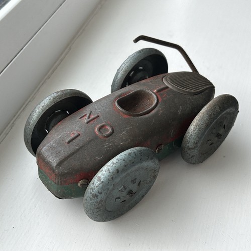 Nachkrieg japanischer Weißblech Flip Over Aufziehen rot & grün Rennwagen selten Vintage - Bild 23 von 23