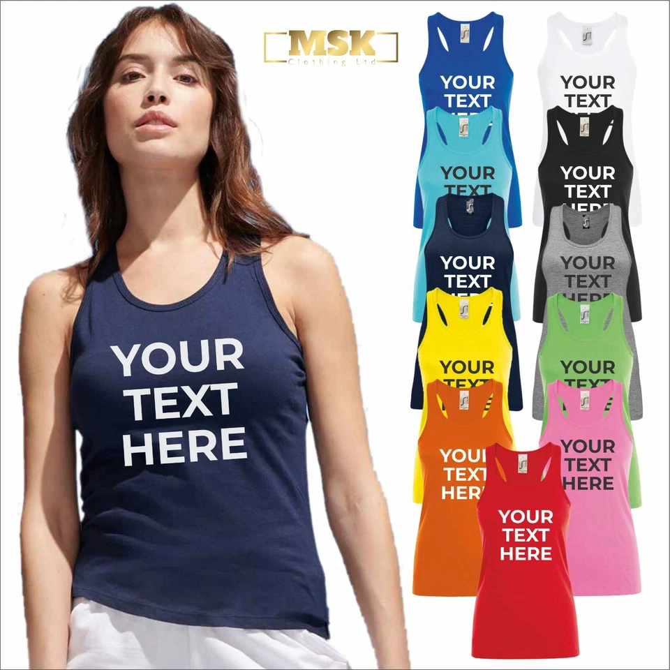 Personalised Custom Printed SOL'S Ladies Justin Vest Sports Yoga Casual Tank Top - Image 3 of 4