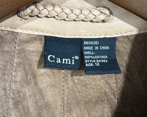 Cami Women’s Leather Jacket Fitted Flare Sleeves Y2K Size 12 - Picture 4 of 10
