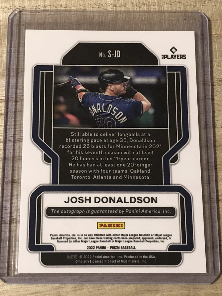 2022 Prizm Baseball Signatures Auto #S-JD Josh Donaldson  - Minnesota Twins - Image 2 of 2
