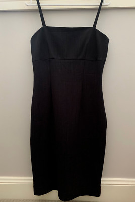 Rif Raf - Black Midi Dress with Back Split - Size Small - Formalwear made in AUS