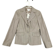 NWT ANN TAYLOR LOFT Brown Wool Single Breasted Button Lined Blazer Jacket SIZE 4