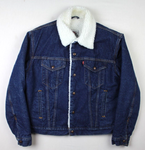 Levi's Vintage 90er USA Denim Sherpa gefüttert Trucker Jacke Herren 42 Druckknopf fehlt