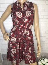 Loft Outlet Women's Blue with Floral Print  Sleeveless Lined Dress Size XS