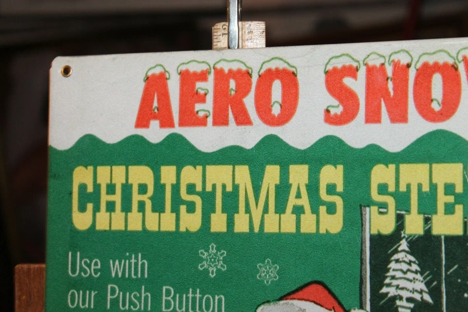 1950's Look Reproduction Metal Sign AERO SNOW Christmas Stencils Santa Claus - Image 2 of 4