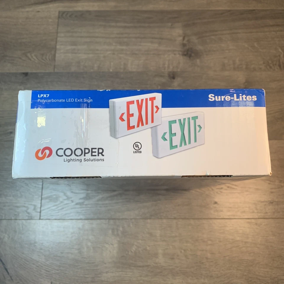 Eaton Cooper Sure Lites LPX7 LED Exit Sign Red or Green Self-Powered 1 or 2 Side - Image 3 of 4