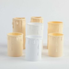 White Cream Candle Wax Drip Effect Chandelier Light Bulb Sleeve 70 x 37mm
