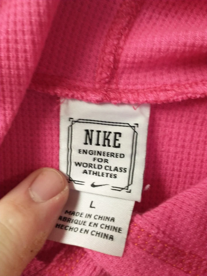 Youth L Nike Long Sleeve Shirt Pink Swoosh Hooded Pullover  - Image 4 of 4