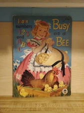 Vintage 1954 Busy As A Bee Children's Learn Numbers & Letters Softcover Book