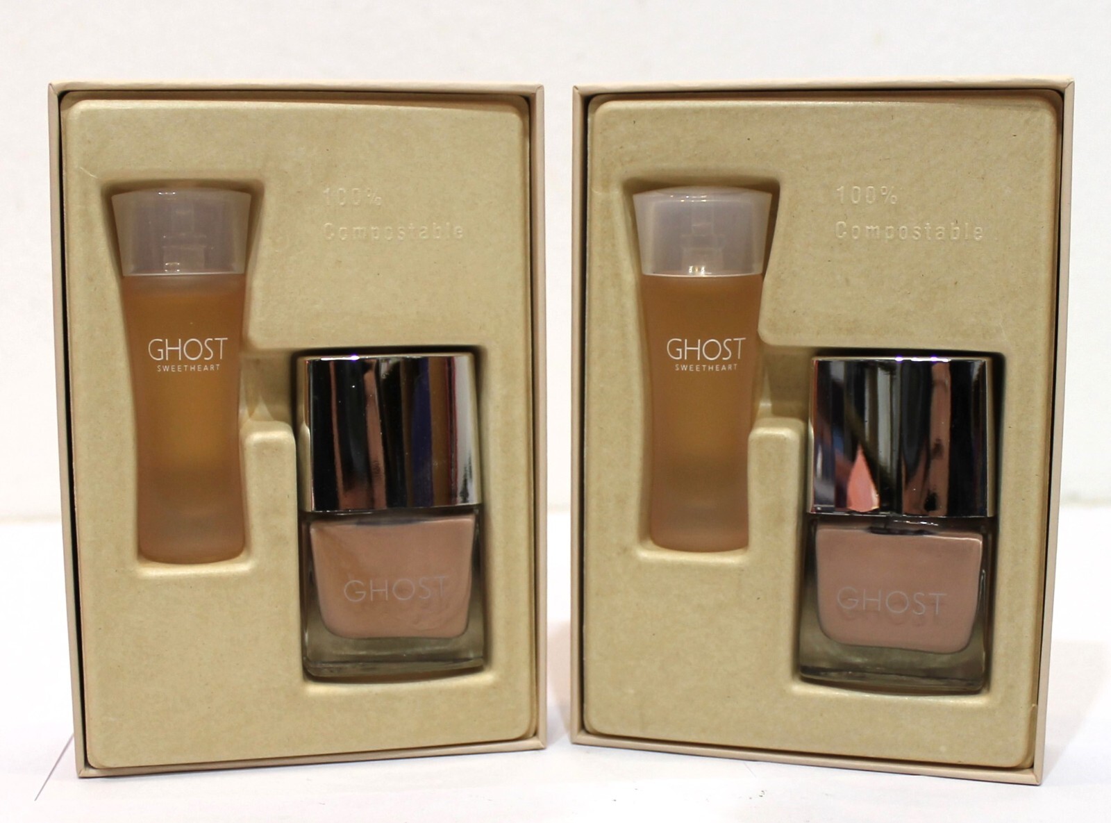 GHOST SWEETHEART 5ML EDT SPLASH + 10ML PEACH NAIL POLISH GIFT SETS X2