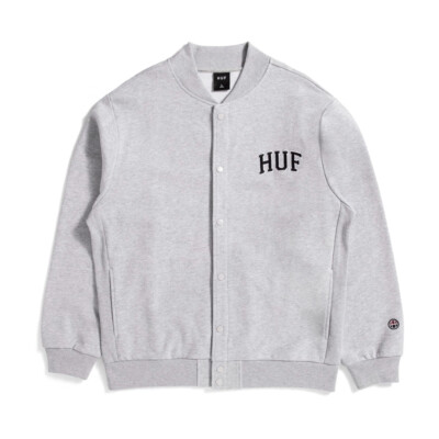 HUF Worldwide''Atheltic'' Cardigan (Heather Grey) Buttoned Sweater